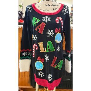 Christmas Holiday FA LA LA Sweater Tunic Size L by United States Sweaters